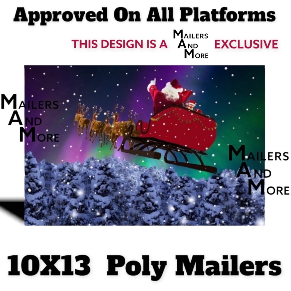 25 10X13 Poly Mailers Santa Aurora Borealis Christmas Envelopes PRICE IS FIRM - Picture 7 of 8
